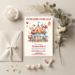 Modern Cute Circus Carnival Festival 1st Birthday Invitation<br><div class="desc">Step right up to the most adorable show in town with our Modern Cute Circus Carnival Festival 1st Birthday Invitation! This charming invitation brings the magic of a circus carnival right to your fingertips, creating a delightful and memorable experience for your little one's special day. Embrace the excitement of the...</div>