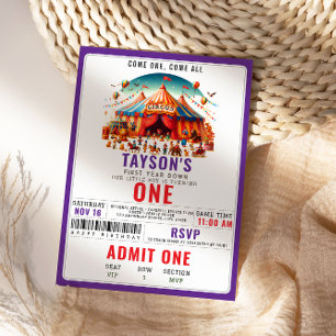 Modern Cute Circus Carnival Festival 1st Birthday Invitation