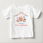 Modern Cute Circus Carnival Fiesta First Birthday Baby T-Shirt<br><div class="desc">Modern Cute Circus Carnival Fiesta First Birthday T-Shirt for boy birthday party.</div>