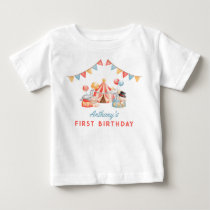 Modern Cute Circus Carnival Fiesta First Birthday Baby T-Shirt