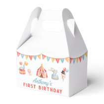 Modern Cute Circus Carnival Fiesta First Birthday Favor Boxes