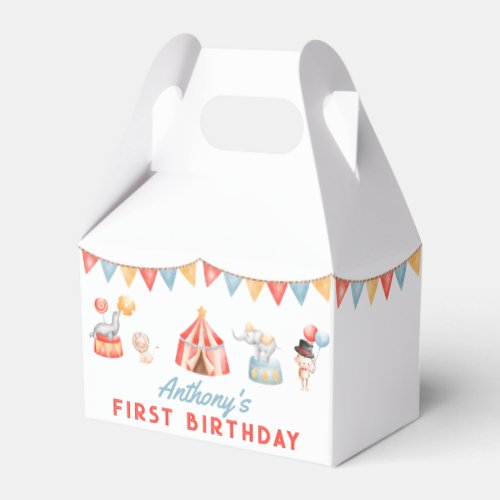 Modern Cute Circus Carnival Fiesta First Birthday Favor Boxes