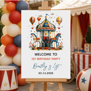 Modern Cute Circus Carnival Fiesta First Birthday Foam Board