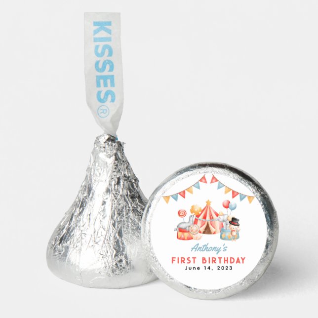 Modern Cute Circus Carnival Fiesta First Birthday Hershey®'s Kisses® (Front)