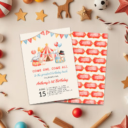 Modern Cute Circus Carnival Fiesta First Birthday Invitation