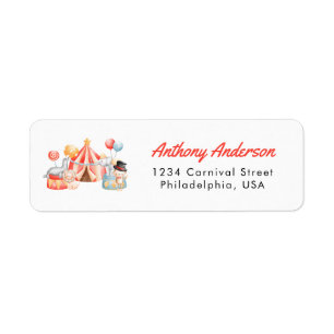 Modern Cute Circus Carnival Fiesta First Birthday Label