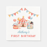 Modern Cute Circus Carnival Fiesta First Birthday