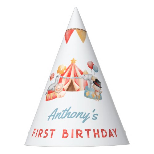 Modern Cute Circus Carnival Fiesta First Birthday Party Hat