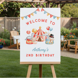 Modern Cute Circus Carnival Fiesta Second Birthday Foam Board