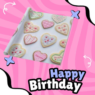 Modern Cute Colorful Candy Art Heart Pattern  Wrapping Paper