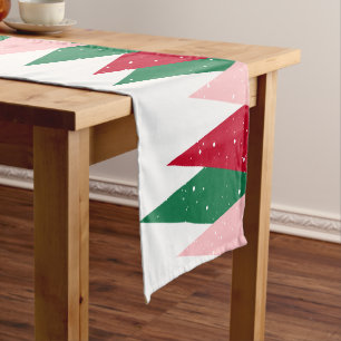 Modern Cute Colorful Christmas Trees Short Table Runner