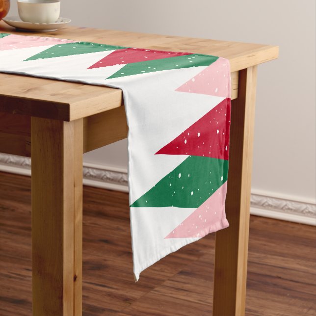 Modern Cute Colorful Christmas Trees Short Table Runner (In Situ)