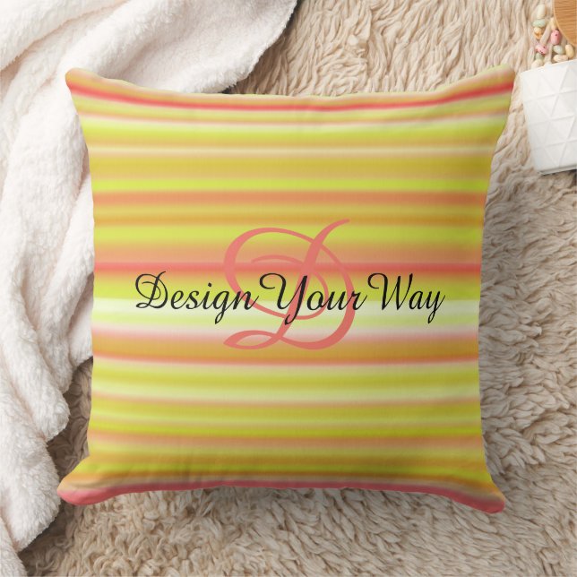 modern cute Colorful Rainbow stripes pattern Throw Pillow (Blanket)