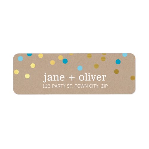 MODERN cute confetti spots gold bright blue kraft Label