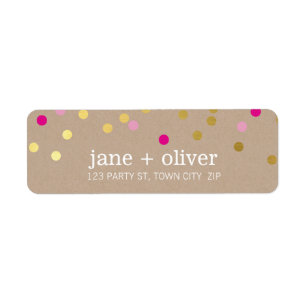 MODERN cute confetti spots gold bright pink kraft Label