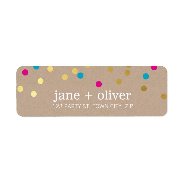 MODERN cute confetti spots gold pink aqua kraft Label (Front)