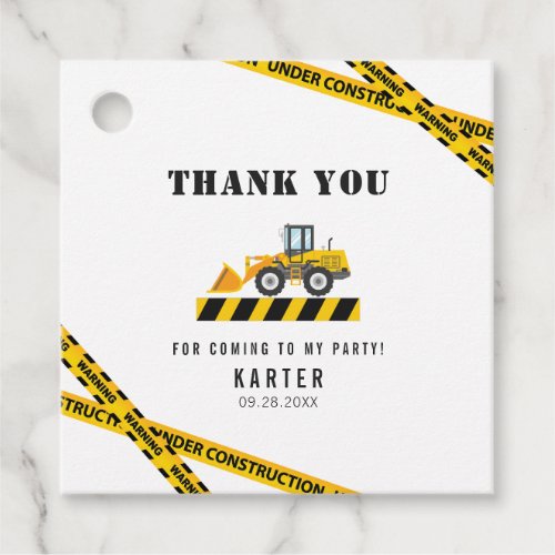 Modern Cute Construction Birthday Thank You Gifts Favor Tags