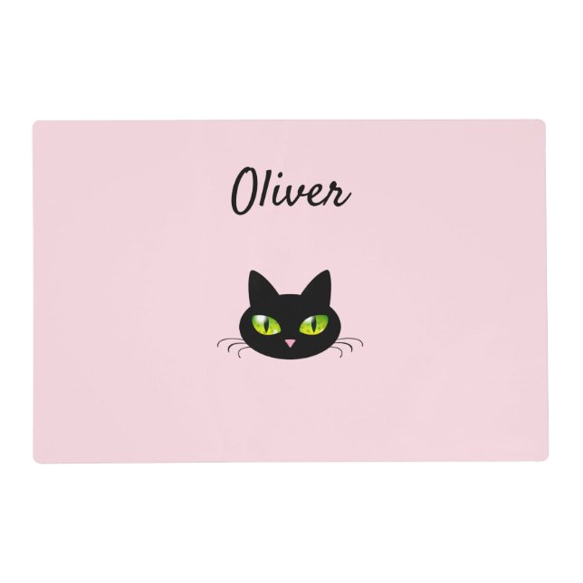 Modern Cute & Cool Black Cat Head Placemat (Front)