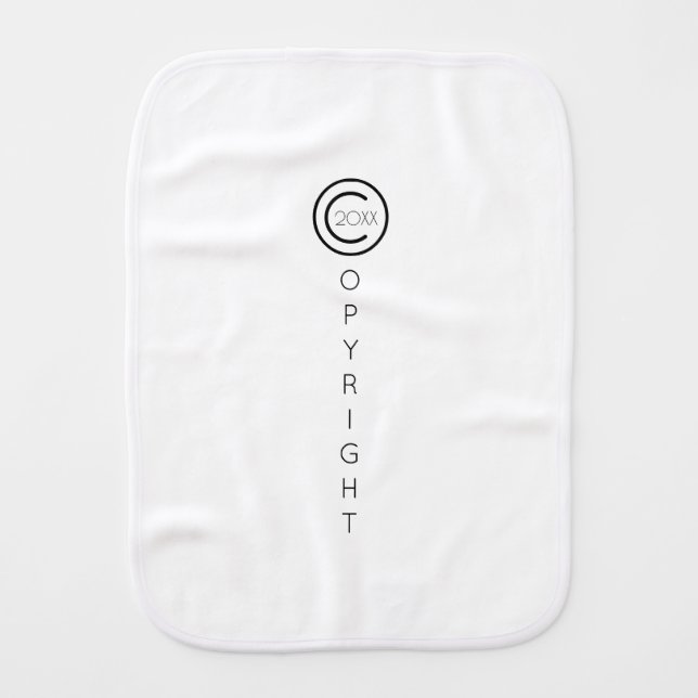 Modern Cute Copyright Black and White Baby Burp Cloth (Front)