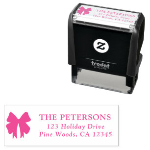 Modern Cute Coquette Bow Christmas Return Address Self-inking Stamp