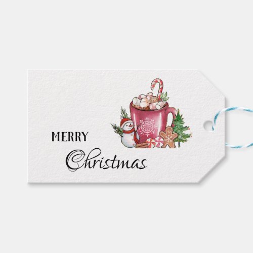 Modern Cute Cup Merry Christmas Happy Holidays Gif Gift Tags