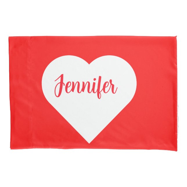  Modern cute custom Bright Red & White Heart Love  Pillow Case (Front)