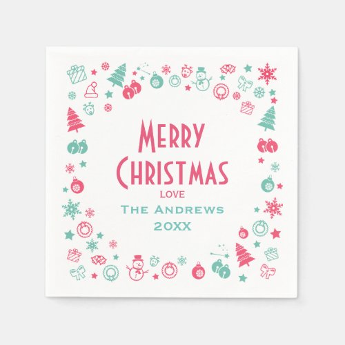 Modern Cute Custom Christmas Party Napkins