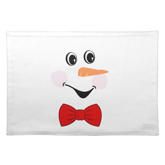 Modern Cute Custom Smiling Snowman face  Cloth Placemat (Front)