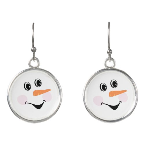 Modern Cute Custom Smiling Snowman face   Earrings