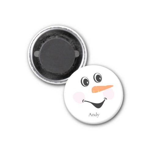 Modern Cute Custom Smiling Snowman face Magnet