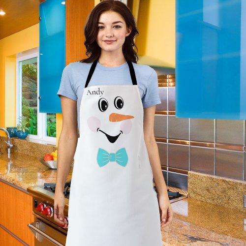 Modern Cute Custom Snowman face apron