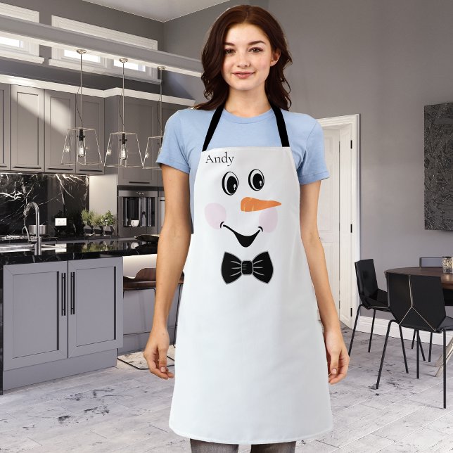 Modern Cute Custom Snowman face apron (Creator Uploaded)