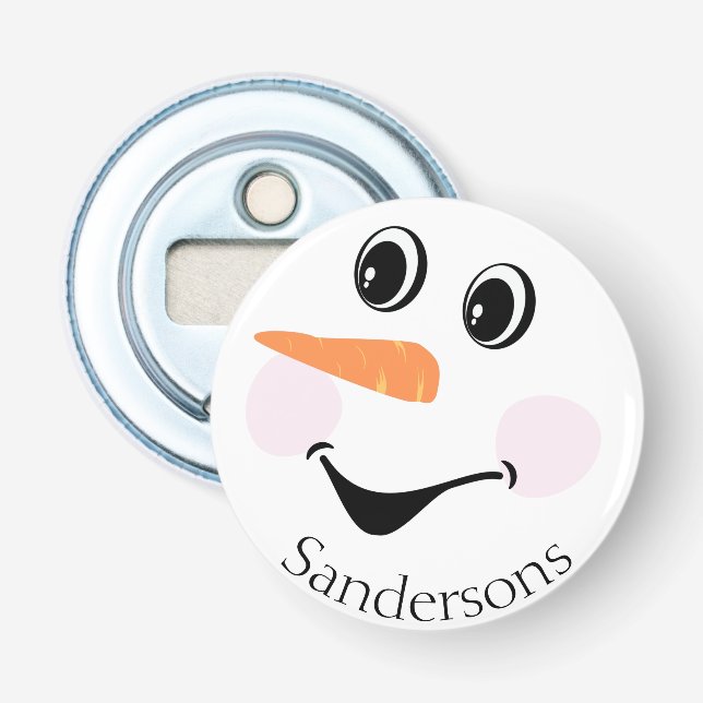 Modern Cute Custom Snowman face   Bottle Opener (Front)
