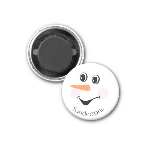 Modern Cute Custom Snowman face   Magnet
