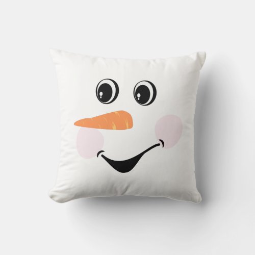 Modern Cute Custom Snowman face  Throw Pillow