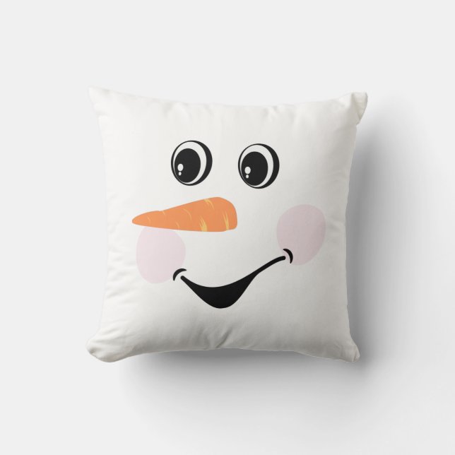 Modern Cute Custom Snowman face  Throw Pillow (Front)