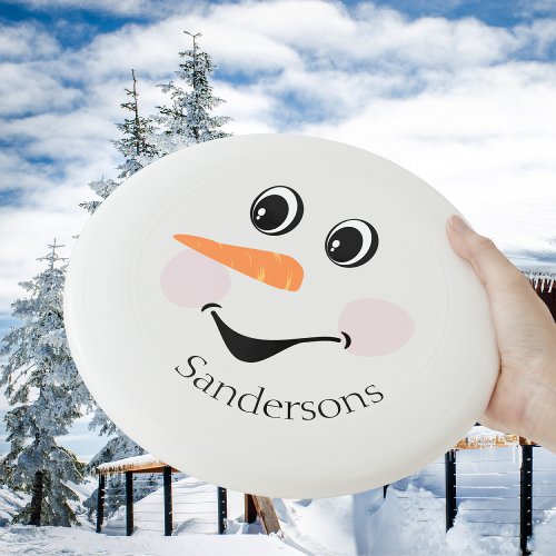 Modern Cute Custom Snowman face  Wham_O Frisbee