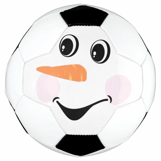 Modern Cute Custom Snowman face Winter Party  Soccer Ball (Front)