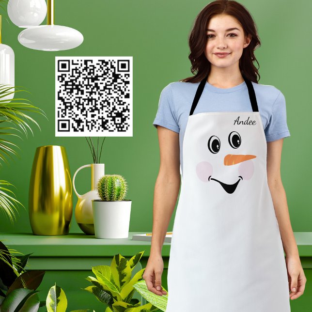 Modern Cute Custom Snowman Smiling face  Apron (Creator Uploaded)