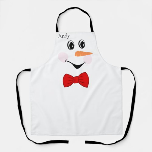 Modern Cute Custom Snowman Smiling face  Apron