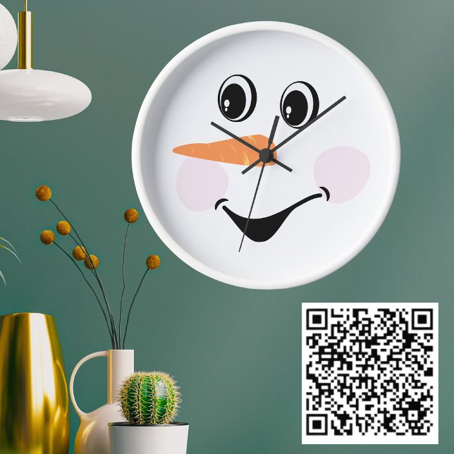 Modern Cute Custom Snowman Smiling face  Clock (Creator Uploaded)