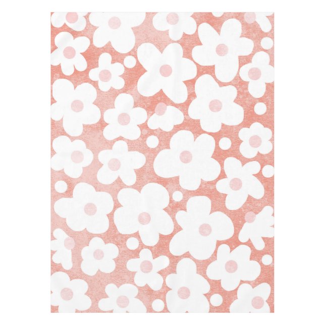 Modern Cute Daisy Pastel Pink Terracotta   Tablecloth (Front)