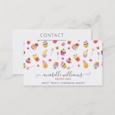 Modern Cute Desserts Cakes Bakery Pastry Chef Business Card