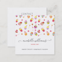 Modern Cute Desserts Cakes Bakery Pastry Chef Square Business Card