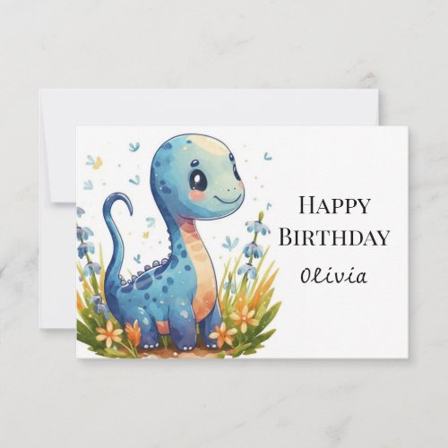 Modern Cute Dino Birthday Card