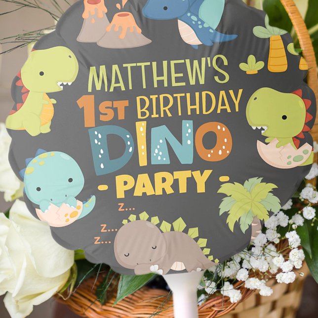 Modern Cute Dino Dinosaur Kid's Birthday Party Balloon (Creator Uploaded)