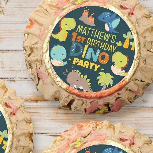 Modern Cute Dino Dinosaur Kids Birthday Party Reeses Peanut Butter Cups