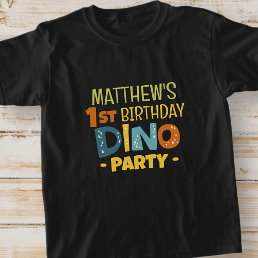 Modern Cute Dino Dinosaur Kid&#39;s Birthday Party T-Shirt
