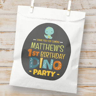 Modern Cute Dino Dinosaur Kid's Birthday Thank You Favor Bag