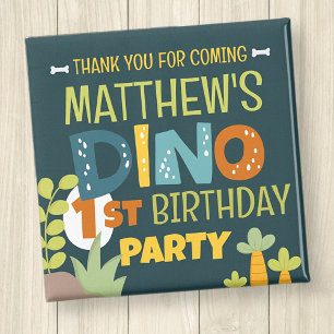 Modern Cute Dino Dinosaur Kid's Birthday Thank You Magnet